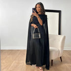 Elodie | Lace Long Sleeve Maxi Wedding Guest Dresses Winter — Black