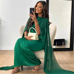 Elodie | Lace Long Sleeve Maxi Wedding Guest Dresses Winter — Green