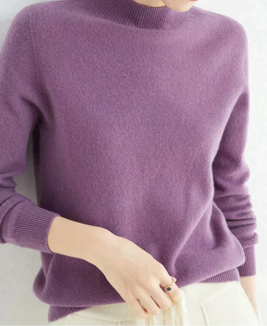 Thalia | Cream Cashmere Blend Jumper Sweater Classic Fit — Dark Purple