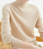 Thalia | Cream Cashmere Blend Jumper Sweater Classic Fit — Beige