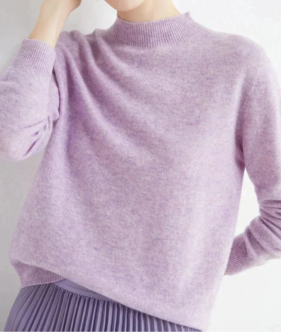 Thalia | Cream Cashmere Blend Jumper Sweater Classic Fit — Light Purple