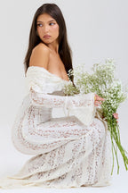 Romilly | Off Shoulder Lace Bell Sleeve Evening Maxi Dresses