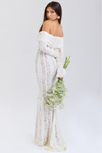 Romilly | Off Shoulder Lace Bell Sleeve Evening Maxi Dresses