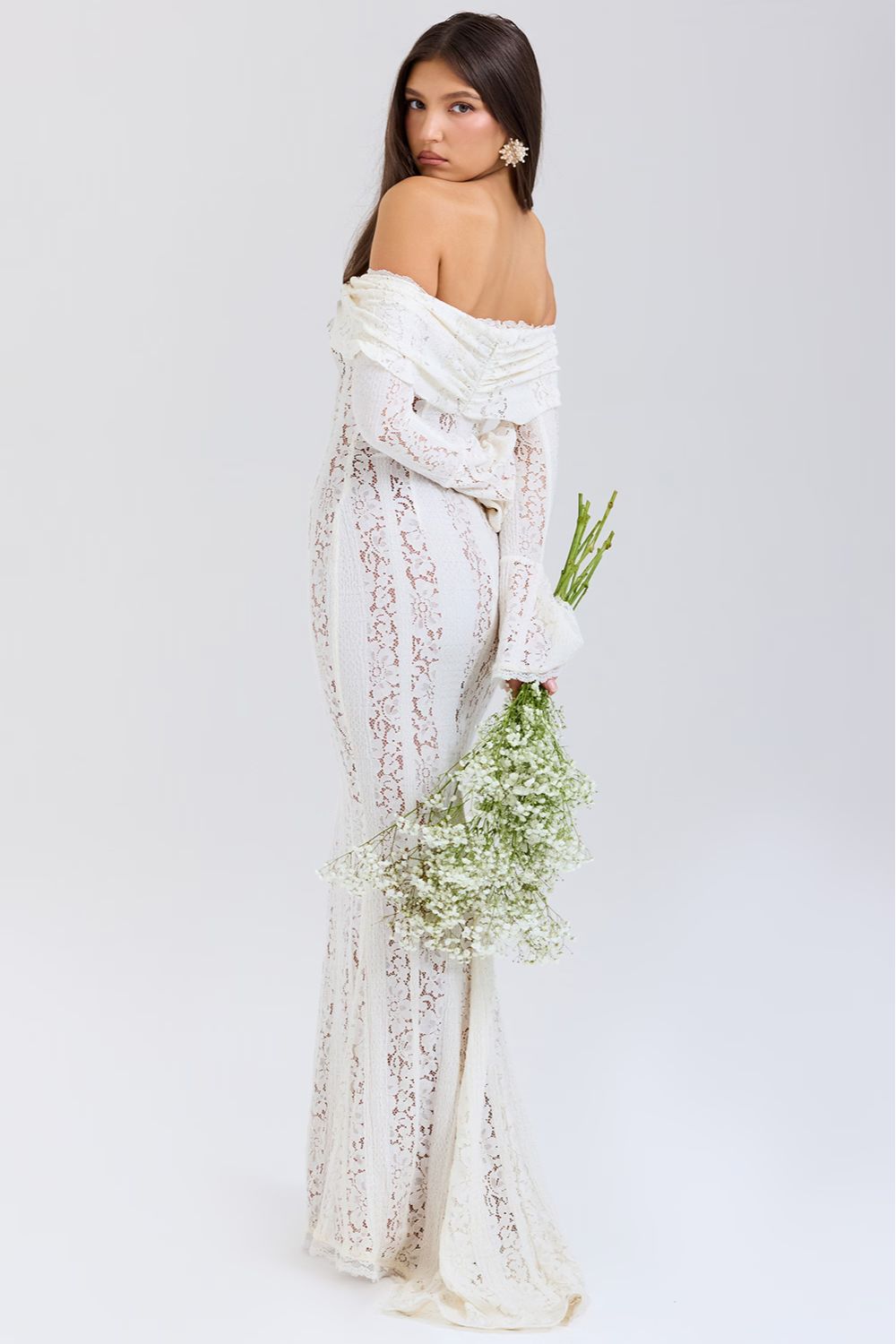 Romilly | Off Shoulder Lace Bell Sleeve Evening Maxi Dresses