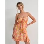 Celeste | Floral Strapless Mini Winter Wedding Guest Dresses