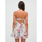 Celeste | Floral Strapless Mini Winter Wedding Guest Dresses