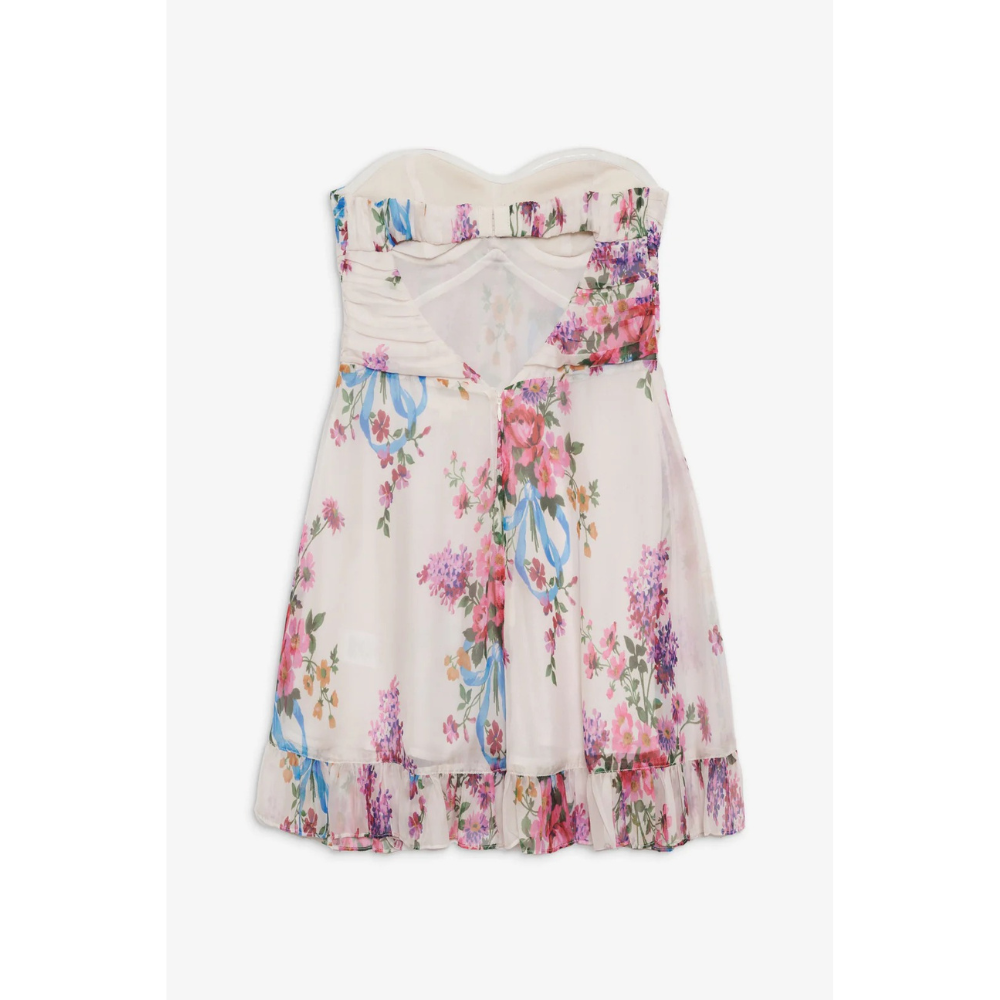Celeste | Floral Strapless Mini Winter Wedding Guest Dresses