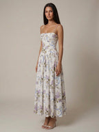 Helena | Elegant Floral V-Neck Midi Dresses For Wedding Guests
