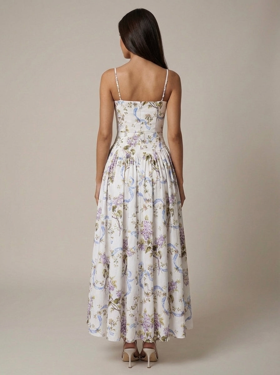 Helena | Elegant Floral V-Neck Midi Dresses For Wedding Guests