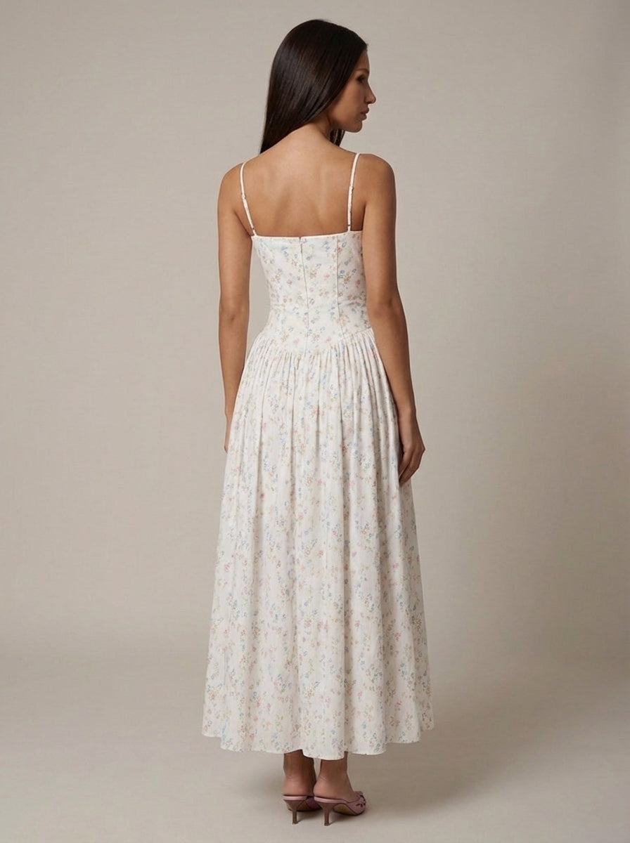 Helena | Elegant Floral V-Neck Midi Dresses For Wedding Guests