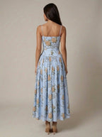Helena | Elegant Floral V-Neck Midi Dresses For Wedding Guests