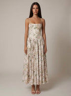 Helena | Elegant Floral V-Neck Midi Dresses For Wedding Guests