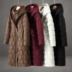 Bridget | Long Black Quilted Down Puffer Coat Longline Hood