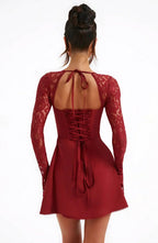 Bridget | Lace Winter Wedding Guest Dresses Long Sleeve Mini