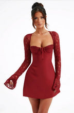 Bridget | Lace Winter Wedding Guest Dresses Long Sleeve Mini