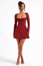 Bridget | Lace Winter Wedding Guest Dresses Long Sleeve Mini