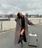 Valentina | Longline Double Breasted Black Puffer Long Coat
