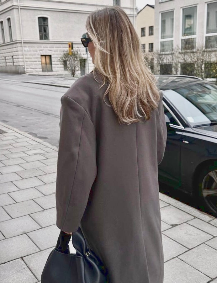 Valentina | Longline Double Breasted Black Puffer Long Coat