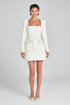 Solene | Long Sleeve Cocktail Dresses Square Neck Mini
