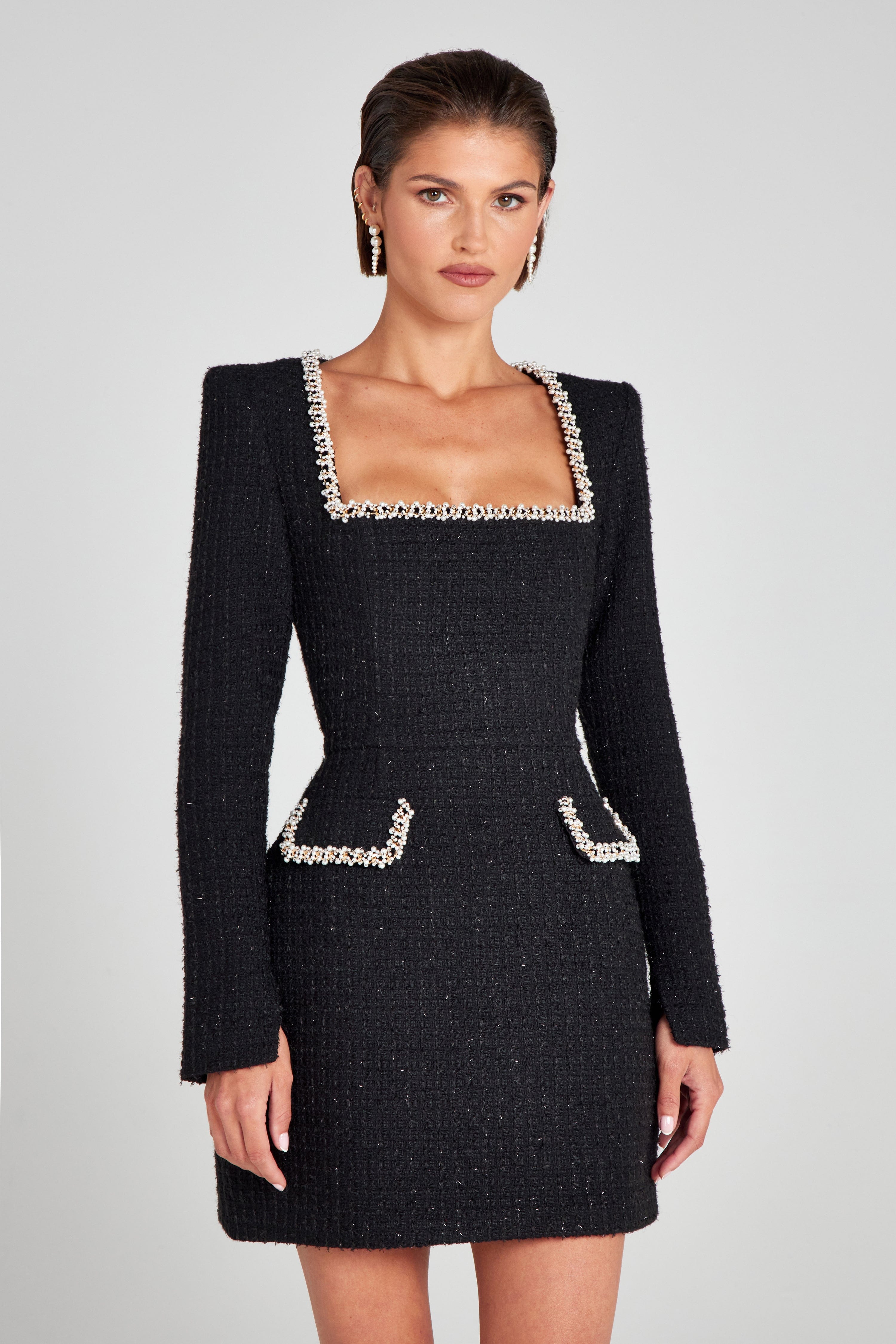 Solene | Long Sleeve Cocktail Dresses Square Neck Mini