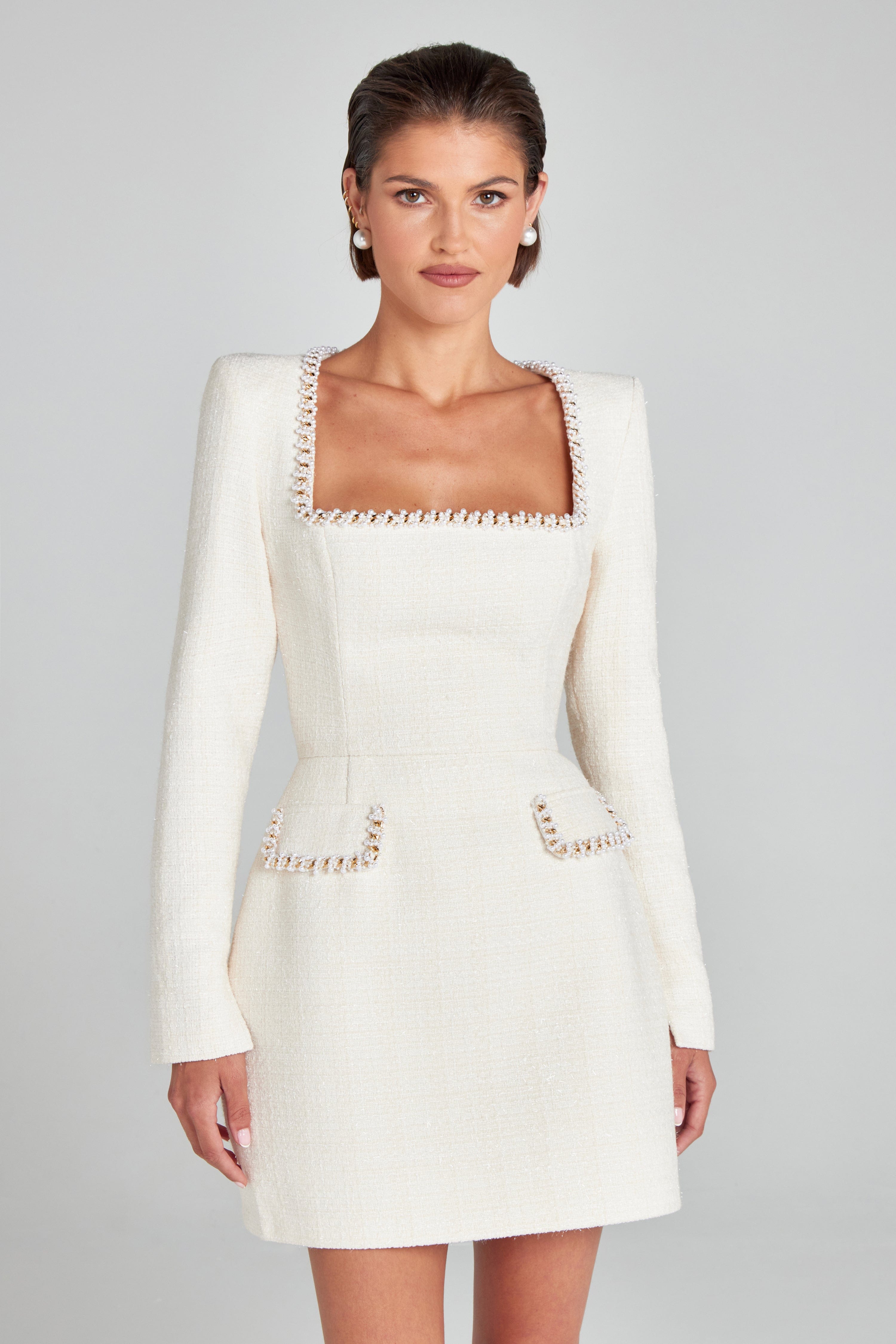 Solene | Long Sleeve Cocktail Dresses Square Neck Mini