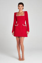 Solene | Long Sleeve Cocktail Dresses Square Neck Mini