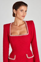 Solene | Long Sleeve Cocktail Dresses Square Neck Mini