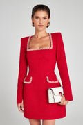 Solene | Long Sleeve Cocktail Dresses Square Neck Mini
