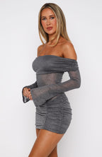 Romilly | Long Sleeve Bardot Mini Cocktail Dress