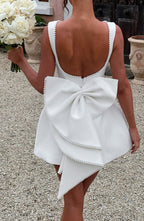 Nadia | Pearl Neck A-Line Mini Wedding Guest Dress