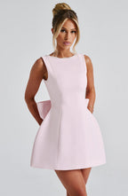 Nadia | Pearl Neck A-Line Mini Wedding Guest Dress