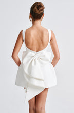 Nadia | Pearl Neck A-Line Mini Wedding Guest Dress