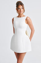 Nadia | Pearl Neck A-Line Mini Wedding Guest Dress