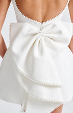 Nadia | Pearl Neck A-Line Mini Wedding Guest Dress