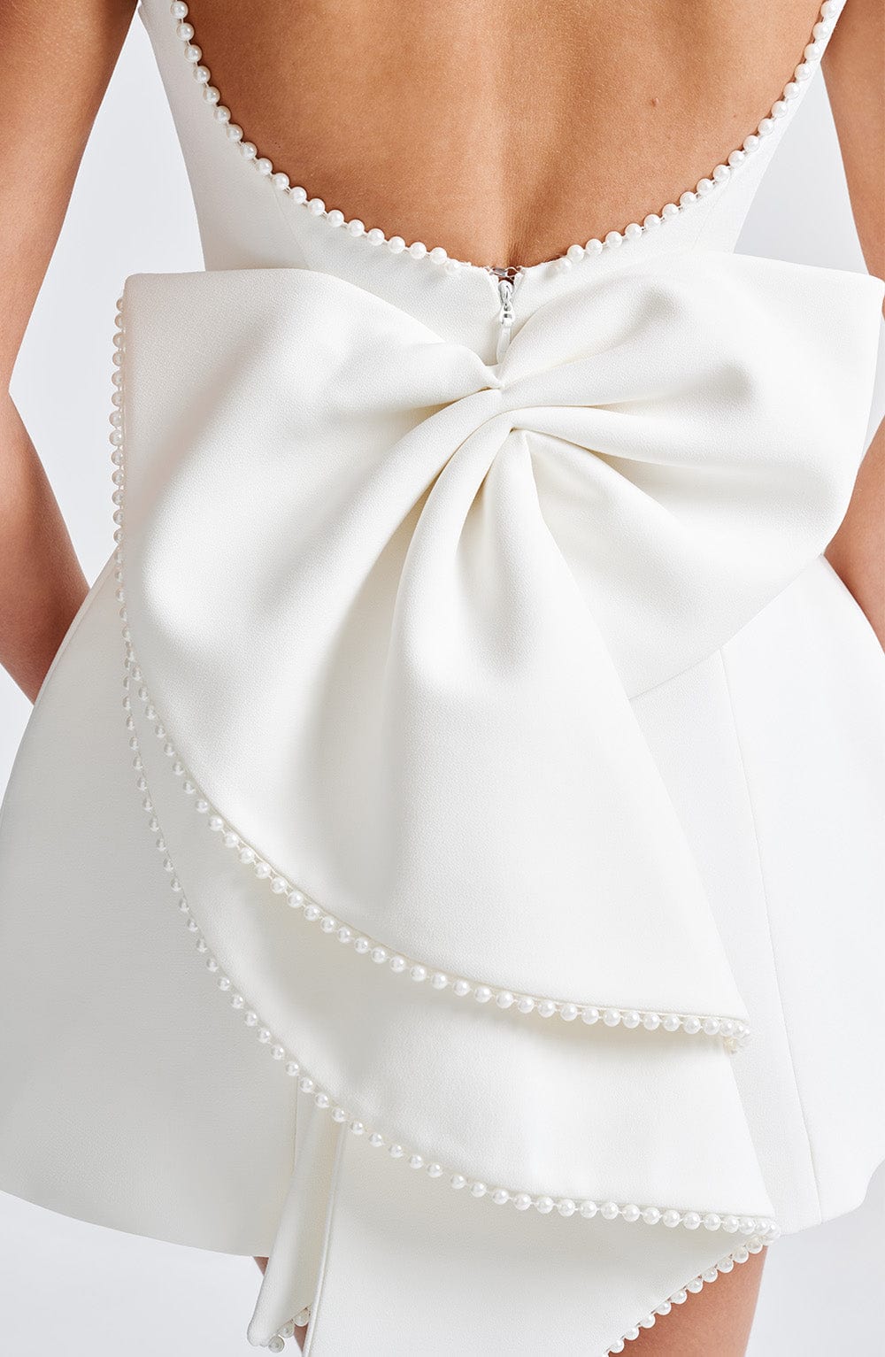 Nadia | Pearl Neck A-Line Mini Wedding Guest Dress