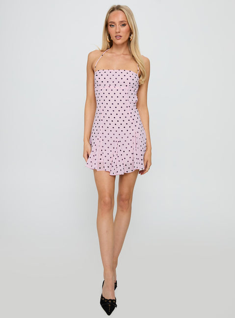 Sabine | Polka Dot Flowy Mini Wedding Guest Dress