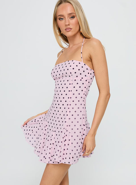 Sabine | Polka Dot Flowy Mini Wedding Guest Dress
