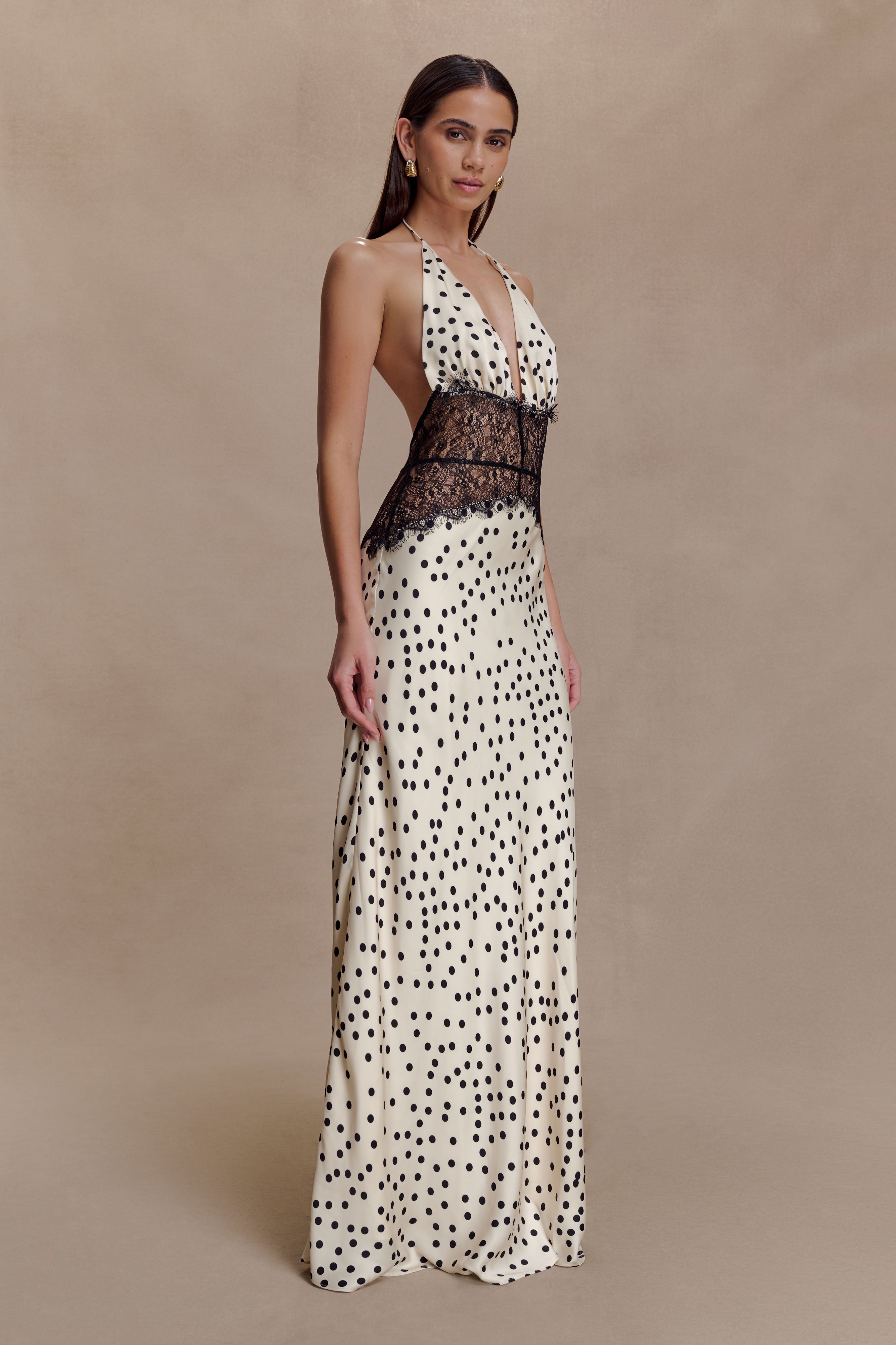 Capucine | V-Neck Polka Dot Autumn Wedding Guest Dresses Maxi