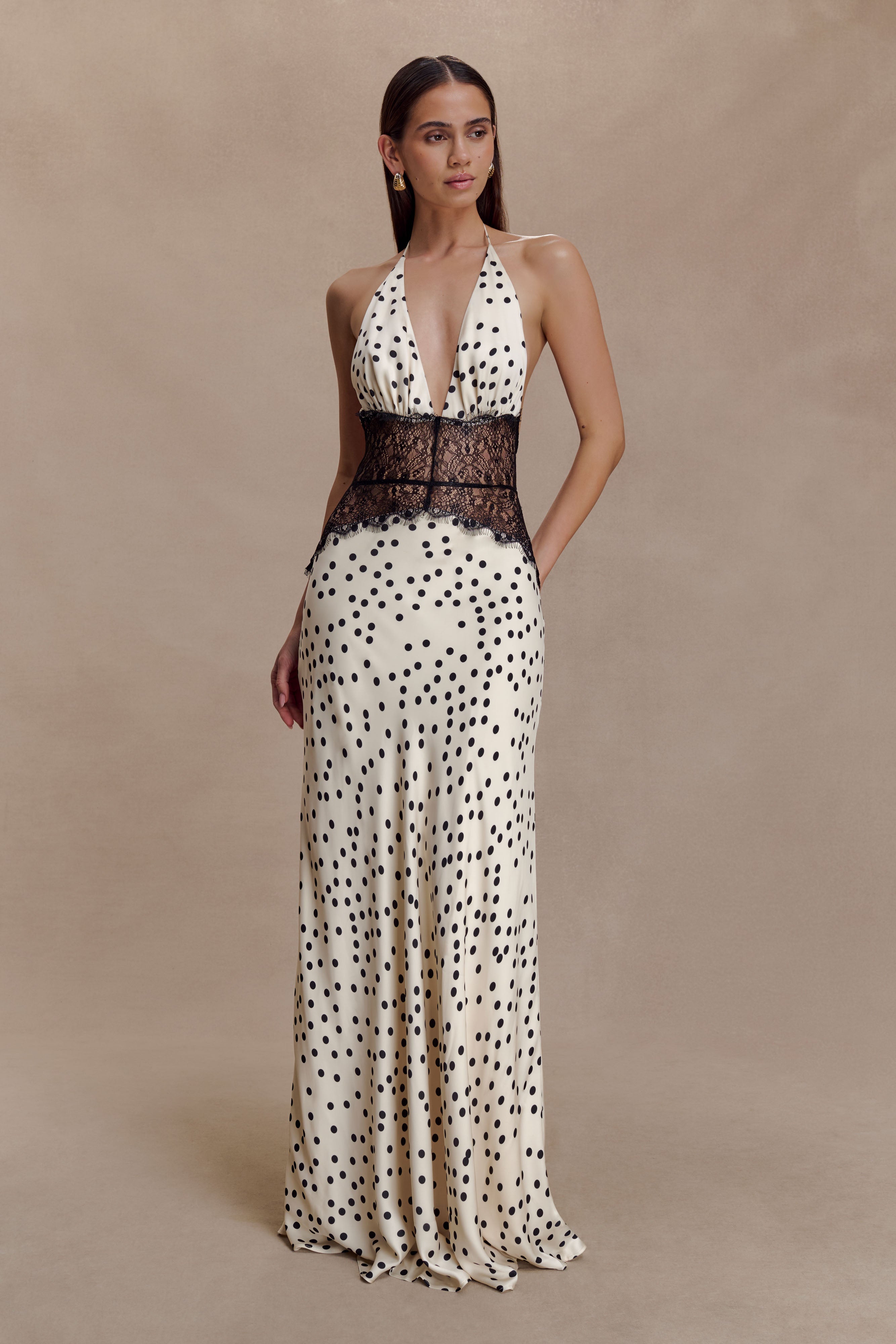 Capucine | V-Neck Polka Dot Autumn Wedding Guest Dresses Maxi