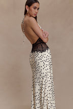 Capucine | V-Neck Polka Dot Autumn Wedding Guest Dresses Maxi