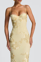 Xanthe | Ruched Spaghetti Strap Bodycon Wedding Guest Midi Dress