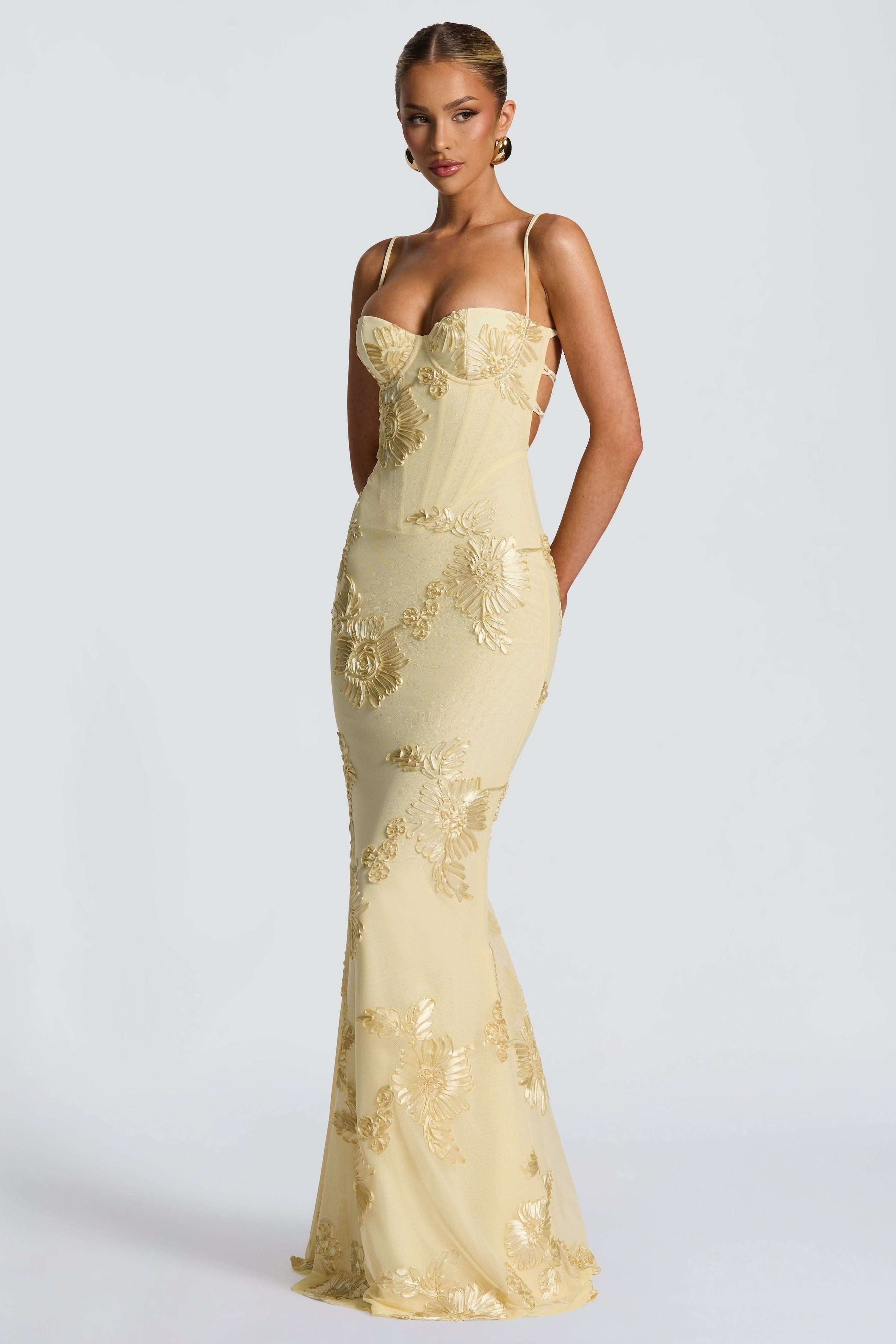 Xanthe | Ruched Spaghetti Strap Bodycon Wedding Guest Midi Dress