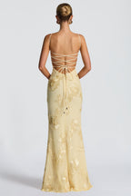 Xanthe | Ruched Spaghetti Strap Bodycon Wedding Guest Midi Dress