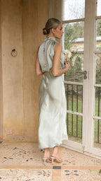 Coralie | Long Sleeve Halter Wedding Guest Midi Dresses