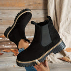 Mathilde | Leather Low Heeled Ankle Chelsea Boots — Black
