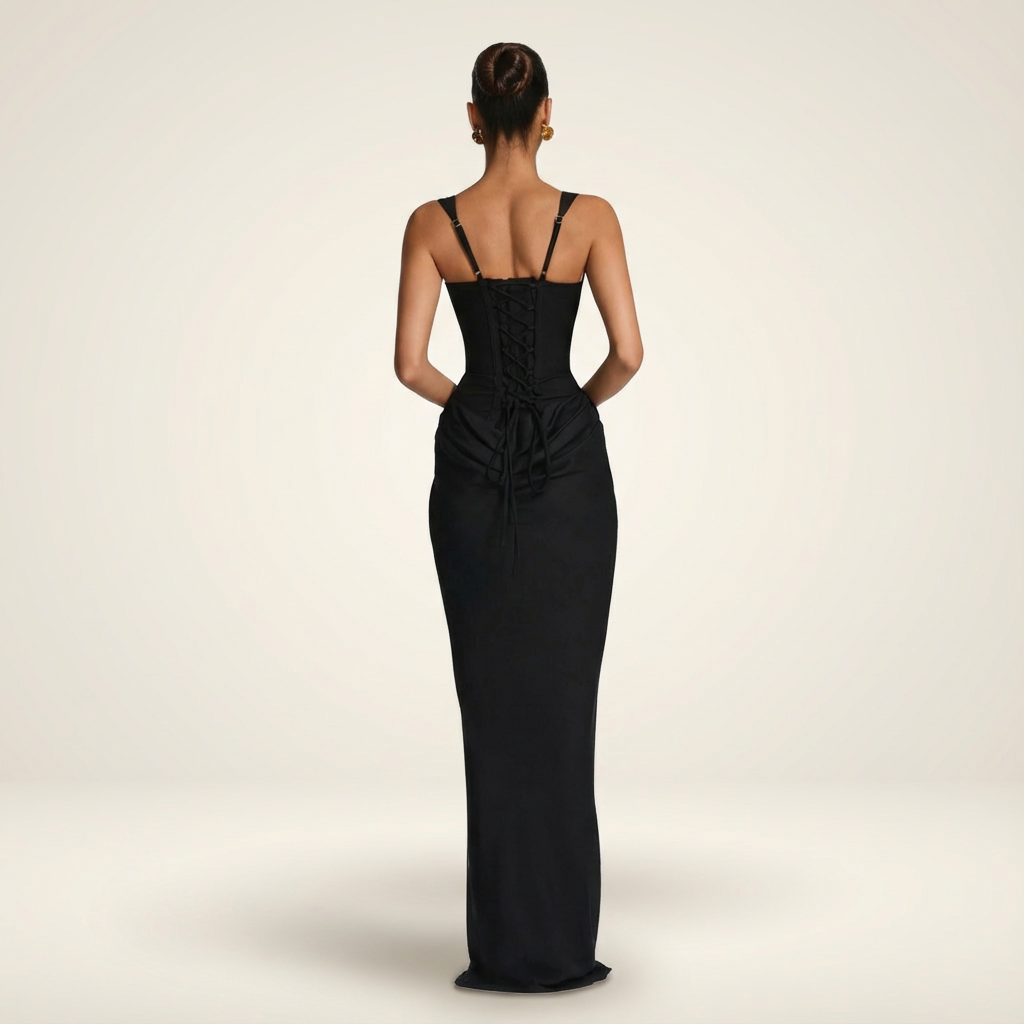 Cosima | Square Neck Bodycon Corset Maxi Wedding Guest Dress