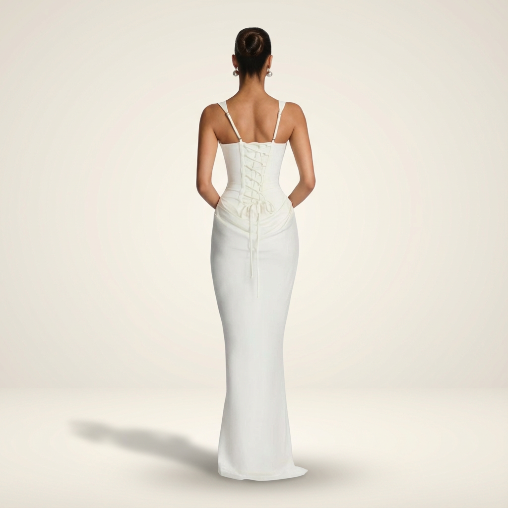 Cosima | Square Neck Bodycon Corset Maxi Wedding Guest Dress