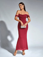Philippa | Long Sleeve V-Neck Flowy Maxi Cocktail Dress