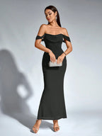 Philippa | Long Sleeve V-Neck Flowy Maxi Cocktail Dress