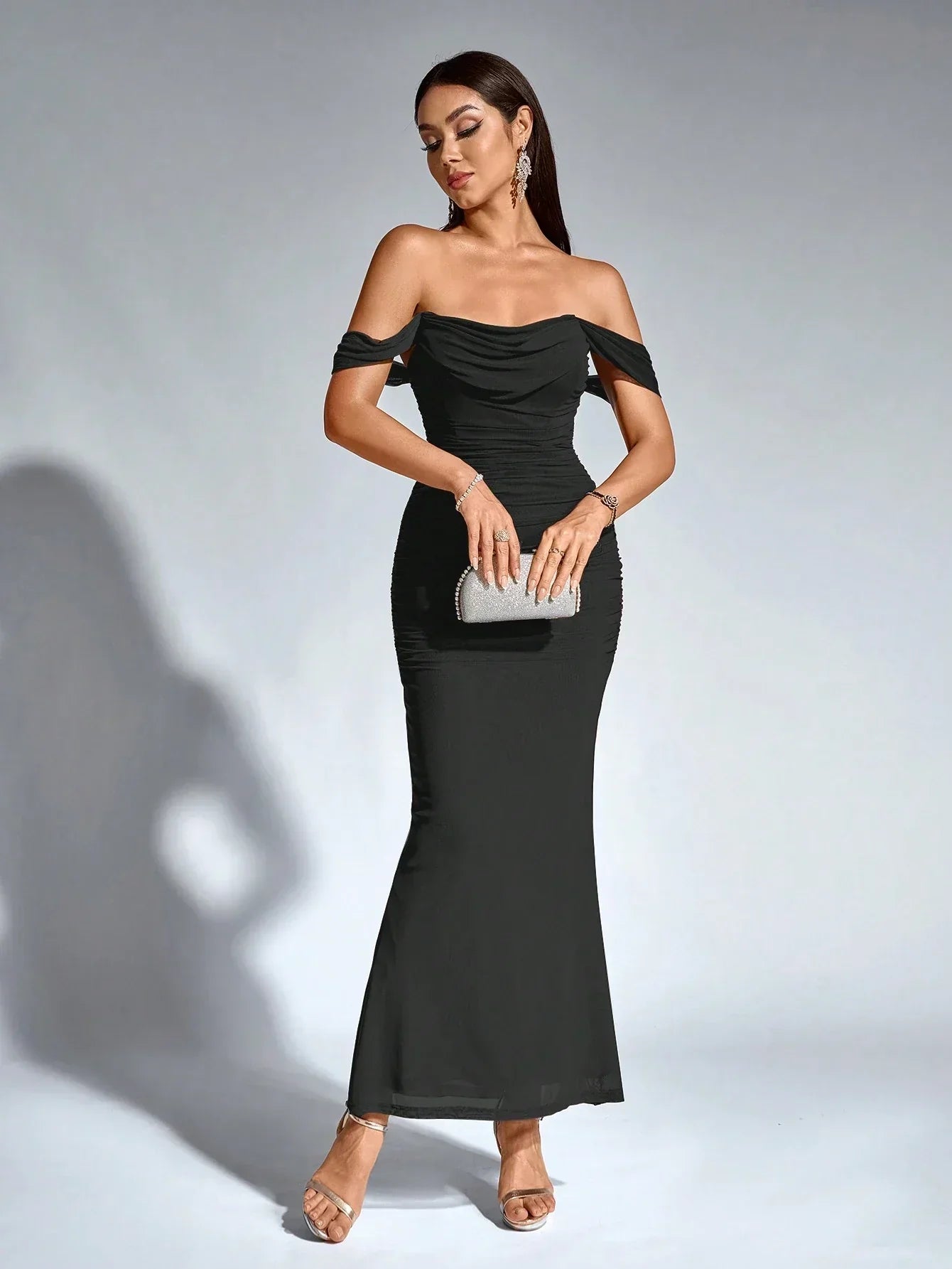 Philippa | Long Sleeve V-Neck Flowy Maxi Cocktail Dress